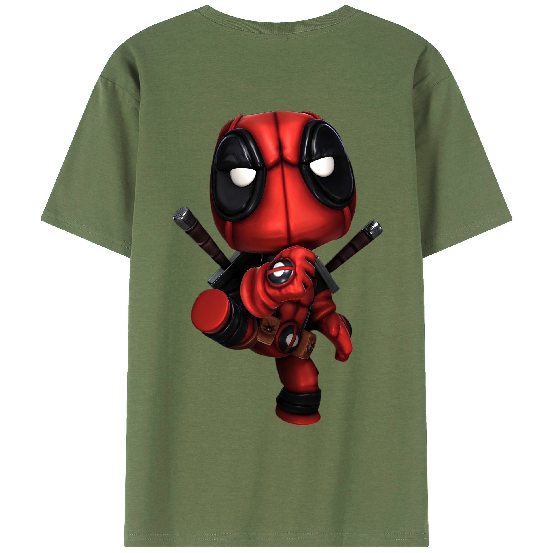 （画像用） Deadpool デッドプール 綿100％ メンズ半袖Tシャツ（バックプリント） 通気性